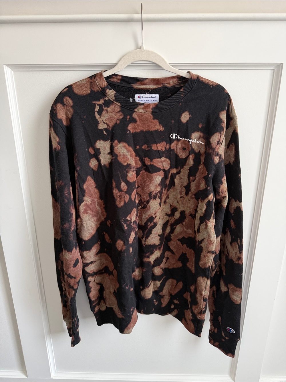 NWOT Urban Outfitters Champion Black and Brown Tie-Dye Crewneck Sweatshirt